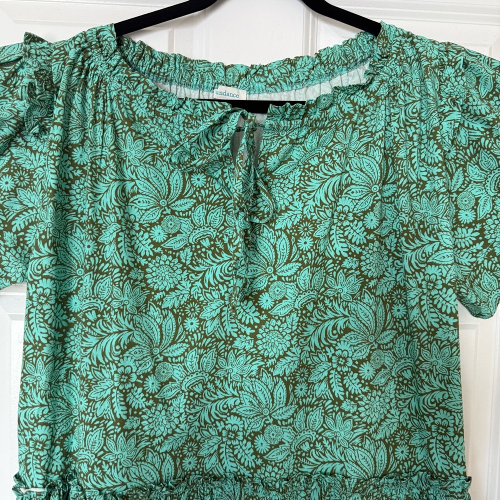 SUNDANCE Liora Poplin Popover Ruffle Tiered Dress with Pockets Boho Medium - Picture 4 of 9